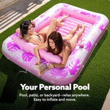 L/XL Inflatable Tanning Pool Lounge Float With Cup Holder, 70“X46”/85″ x 57″ Extra Large Pool Floats Adult with Pillow, 4 in 1 Suntan Tub Raft Floatie, Sunbathing Bed Lounge for Water Blow Up Kids Ball Pit Party Gifts, inflatable Sofa Summervibes