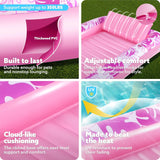 L/XL Inflatable Tanning Pool Lounge Float With Cup Holder, 70“X46”/85″ x 57″ Extra Large Pool Floats Adult with Pillow, 4 in 1 Suntan Tub Raft Floatie, Sunbathing Bed Lounge for Water Blow Up Kids Ball Pit Party Gifts, inflatable Sofa Summervibes