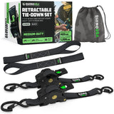 Rhino USA 1" x 10' Retractable Ratchet Straps (select 2 pack or 4 pack) - Medium Duty Self Retracting Tie Down Straps for Truck, Cargo Trailer