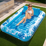 L/XL Inflatable Tanning Pool Lounge Float With Cup Holder, 70“X46”/85″ x 57″ Extra Large Pool Floats Adult with Pillow, 4 in 1 Suntan Tub Raft Floatie, Sunbathing Bed Lounge for Water Blow Up Kids Ball Pit Party Gifts, inflatable Sofa Summervibes