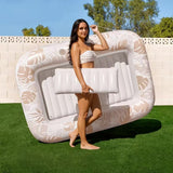 L/XL Inflatable Tanning Pool Lounge Float With Cup Holder, 70“X46”/85″ x 57″ Extra Large Pool Floats Adult with Pillow, 4 in 1 Suntan Tub Raft Floatie, Sunbathing Bed Lounge for Water Blow Up Kids Ball Pit Party Gifts, inflatable Sofa Summervibes