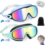 2 Pack Kids Swim Goggles for 3-15 UV Protection Anti-Fog High Definition Waterproof Adjustable Goggles for Boys and Girls - Safety anti-uv swimming goggles swim glass anti-fog swimming goggles Swimminggoggles Nose Clip Earplugs Nose Clip Noseclip