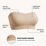 Convertible Strapless Bandeau Bra with Wireless Comfort, Anti-Slip Grip & Removable Straps Fit Outfits