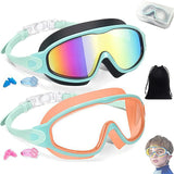 2 Pack Kids Swim Goggles for 3-15 UV Protection Anti-Fog High Definition Waterproof Adjustable Goggles for Boys and Girls - Safety anti-uv swimming goggles swim glass anti-fog swimming goggles Swimminggoggles Nose Clip Earplugs Nose Clip Noseclip