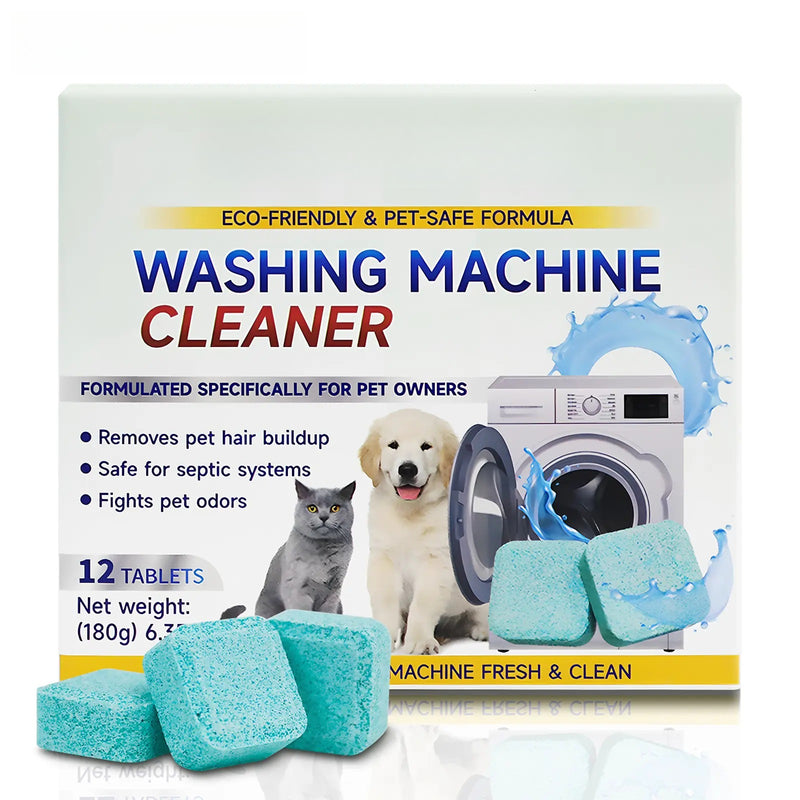 Washing Machine Cleaner Tablets 12 pack pet safe eco friendly cleaning tablets neutralizes pet related odors deep cleans grime keeps washing machine fresh easy to use