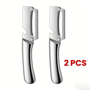 2PCS Stainless Steel Thick Kitchen Multi-Function Peelers with Wooden Handles, Utensils for Sugar Cane, Pineapple Peeling