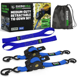 Rhino USA 1" x 10' Retractable Ratchet Straps (select 2 pack or 4 pack) - Medium Duty Self Retracting Tie Down Straps for Truck, Cargo Trailer